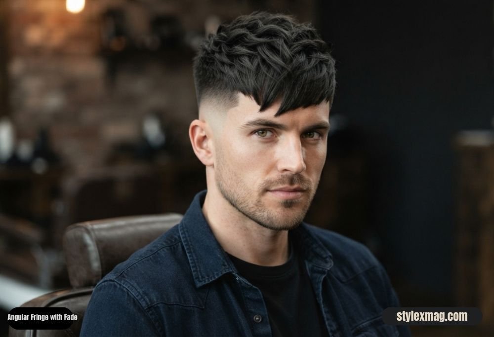 28 Best Round Face Shape Haircuts For Men to Look Sharp in 2026 7 Angular Fringe with Fade