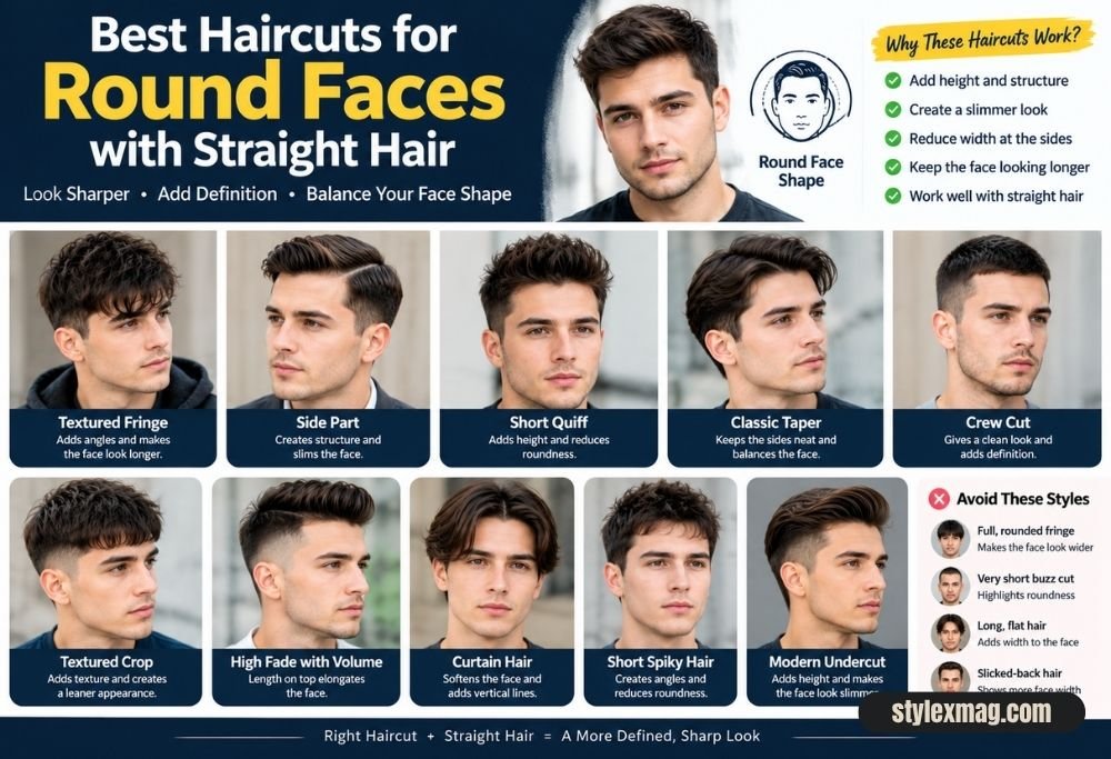 28 Best Round Face Shape Haircuts For Men to Look Sharp in 2026 26 Best Haircuts for Round Faces with Straight Hair