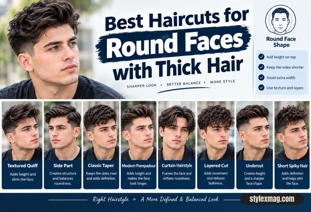 28 Best Round Face Shape Haircuts For Men to Look Sharp in 2026 30 Best Haircuts for Round Faces with Thick Hair