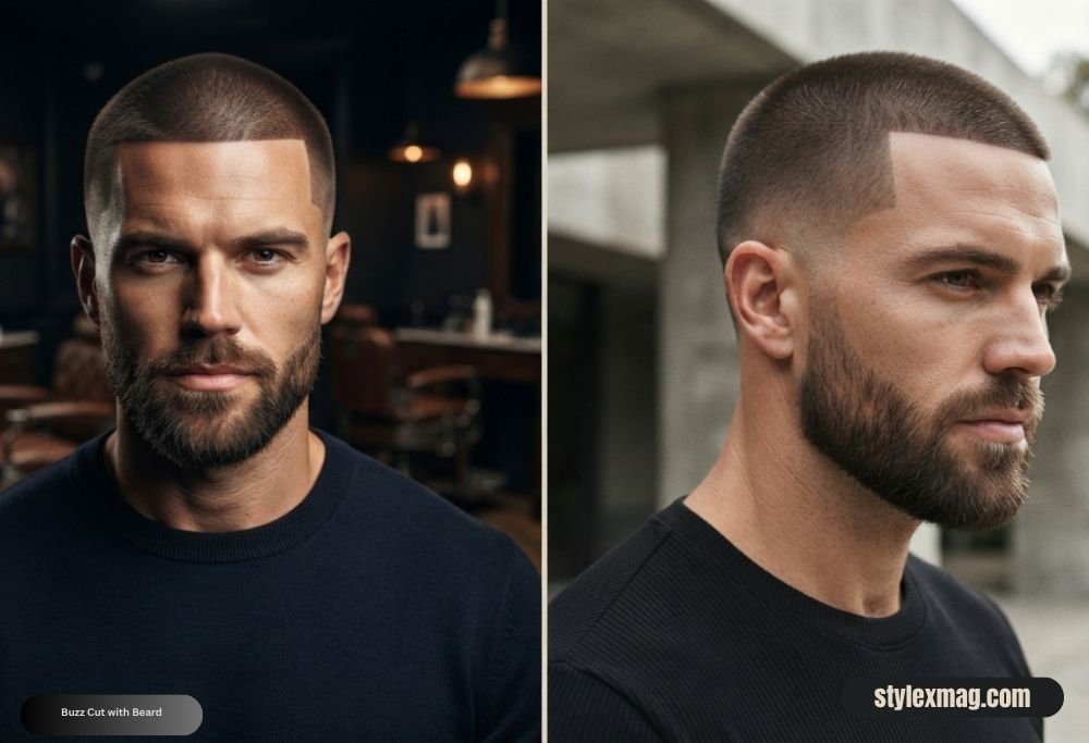 Heart Face Shape Hairstyles for Men 30 Best Styles for 2026 8 Buzz Cut with Beard