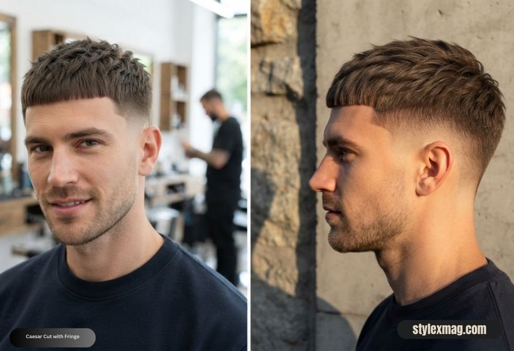 Heart Face Shape Hairstyles for Men 30 Best Styles for 2026 28 Caesar Cut with Fringe