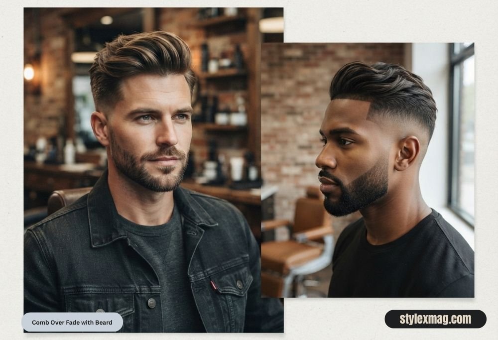Comb Over Fade Haircut: 31 Stylish Styles for Men in 2026 22 Comb Over Fade with Beard