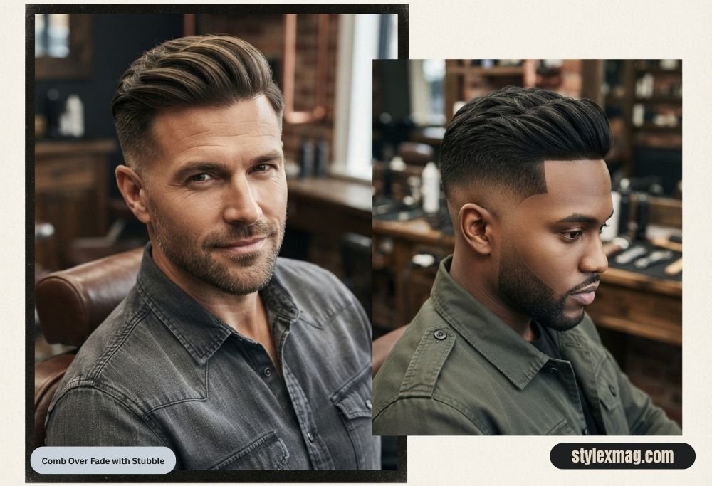 Comb Over Fade Haircut: 31 Stylish Styles for Men in 2026 23 Comb Over Fade with Stubble