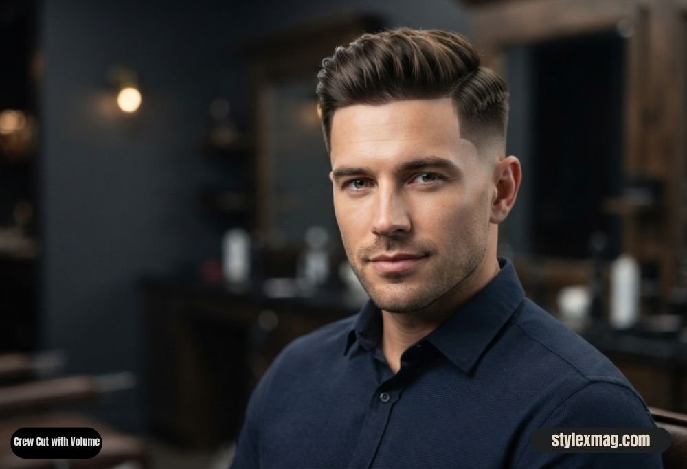 28 Best Round Face Shape Haircuts For Men to Look Sharp in 2026 10 Crew Cut with Volume