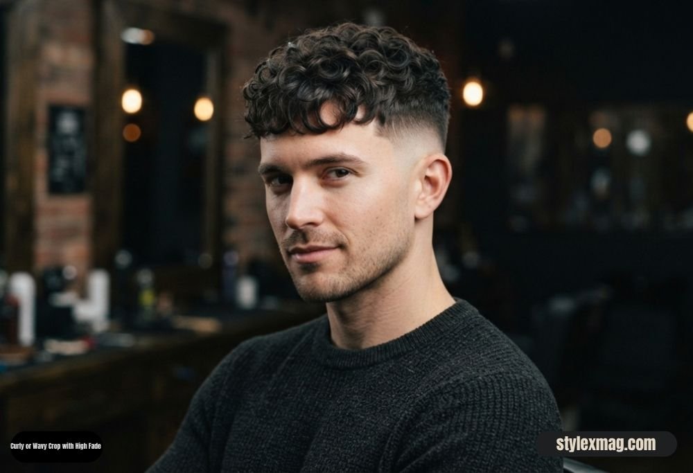28 Best Round Face Shape Haircuts For Men to Look Sharp in 2026 20 Curly or Wavy Crop with High Fade