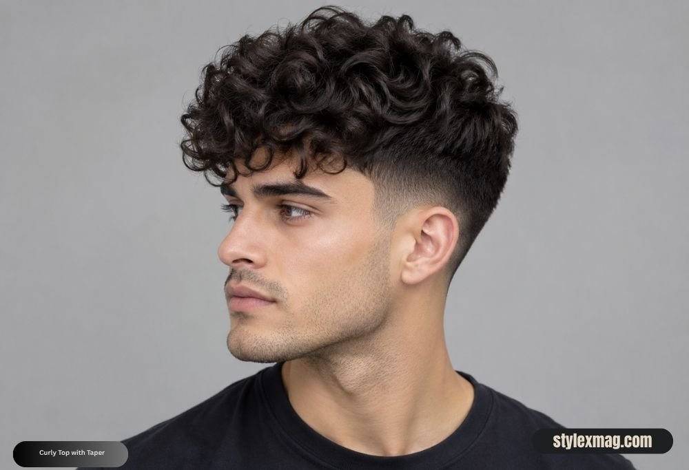 Diamond Face Shape Hairstyles for Men 22 Best Styles for 2026 29 Curly Top with Taper