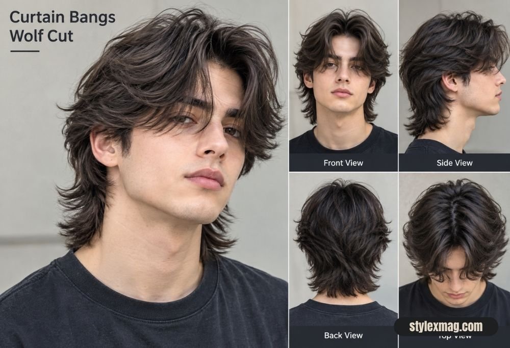 Diamond Face Shape Hairstyles for Men 22 Best Styles for 2026 30 Curtain Bangs Wolf Cut