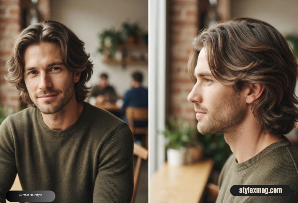 Diamond Face Shape Hairstyles for Men 22 Best Styles for 2026 14 Curtain Hairstyle