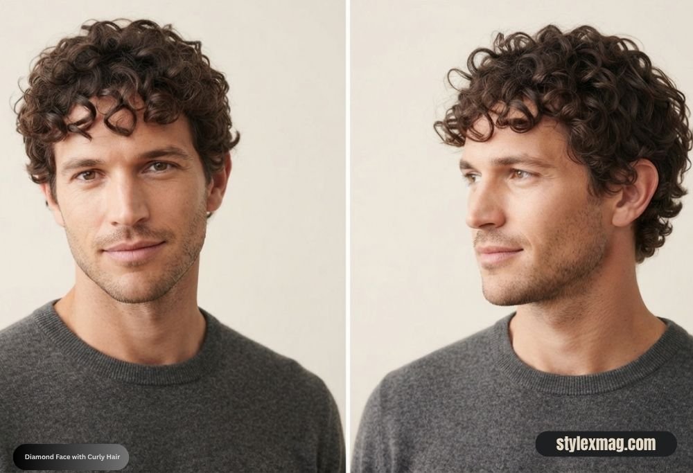 Diamond Face Shape Hairstyles for Men 22 Best Styles for 2026 26 Diamond Face with Curly Hair