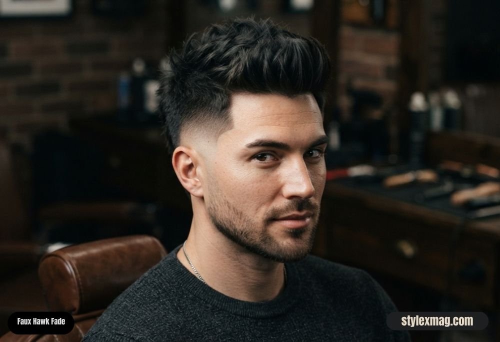 28 Best Round Face Shape Haircuts For Men to Look Sharp in 2026 5 Faux Hawk Fade