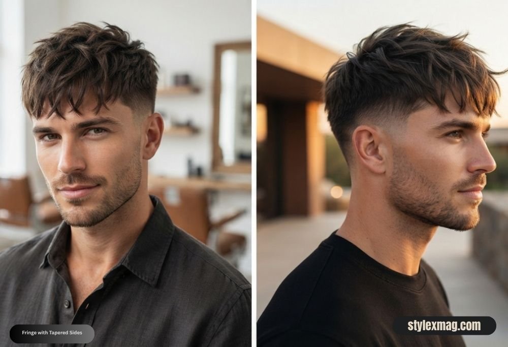 Heart Face Shape Hairstyles for Men 30 Best Styles for 2026 17 Fringe with Tapered Sides
