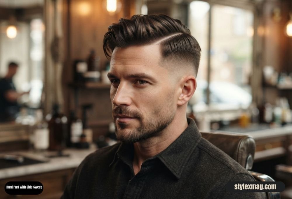 30 Best Square Face Shape Haircuts for Men: Stylish 2026 Looks 16 Hard Part with Side Sweep