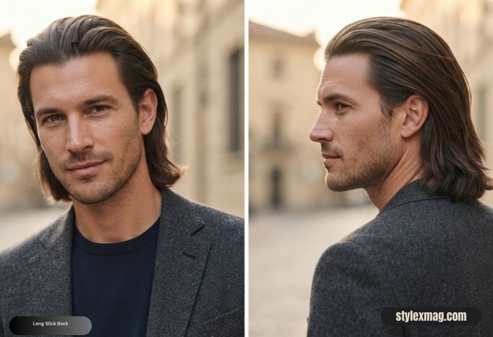 Diamond Face Shape Hairstyles for Men 22 Best Styles for 2026 20 Long Slick Back