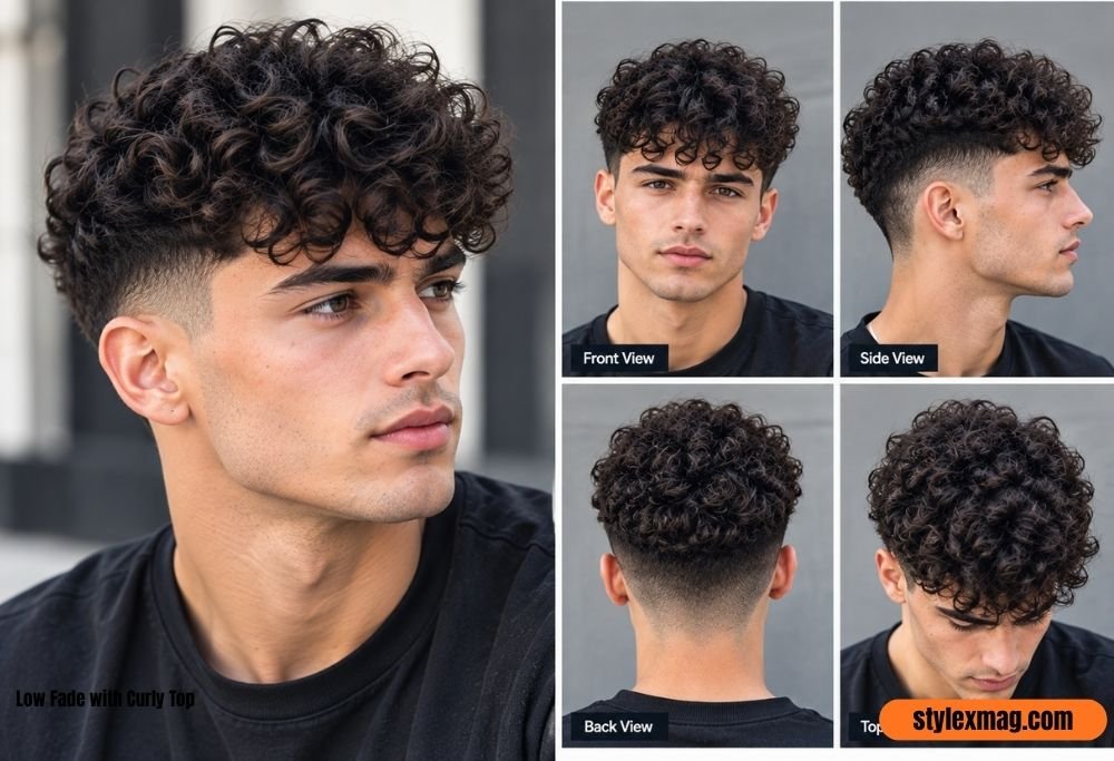 Low Fade with Curly Top