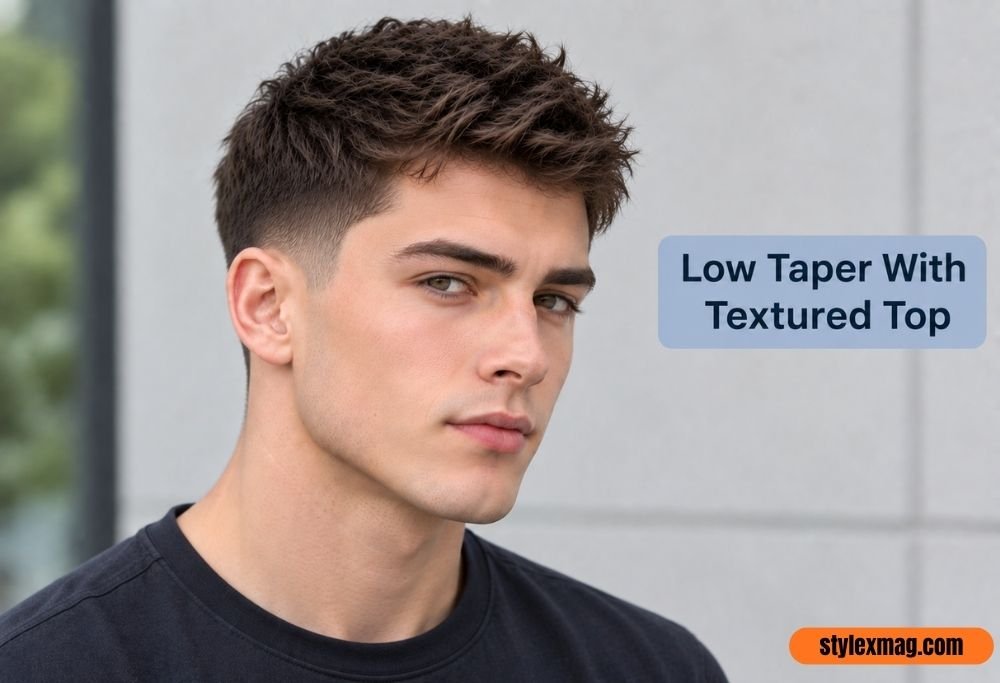 27 Best Haircuts for Balding Men to Look Fuller in 2026 18 Low Taper With Textured Top