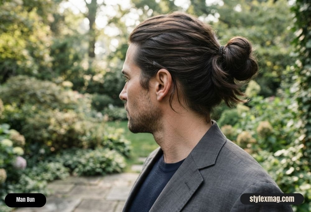 25 Oval Face Shape Haircuts for Men: Stylish Cuts for 2026 18 Man Bun