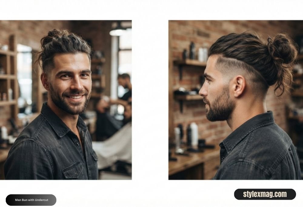 Diamond Face Shape Hairstyles for Men 22 Best Styles for 2026 21 Man Bun with Undercut