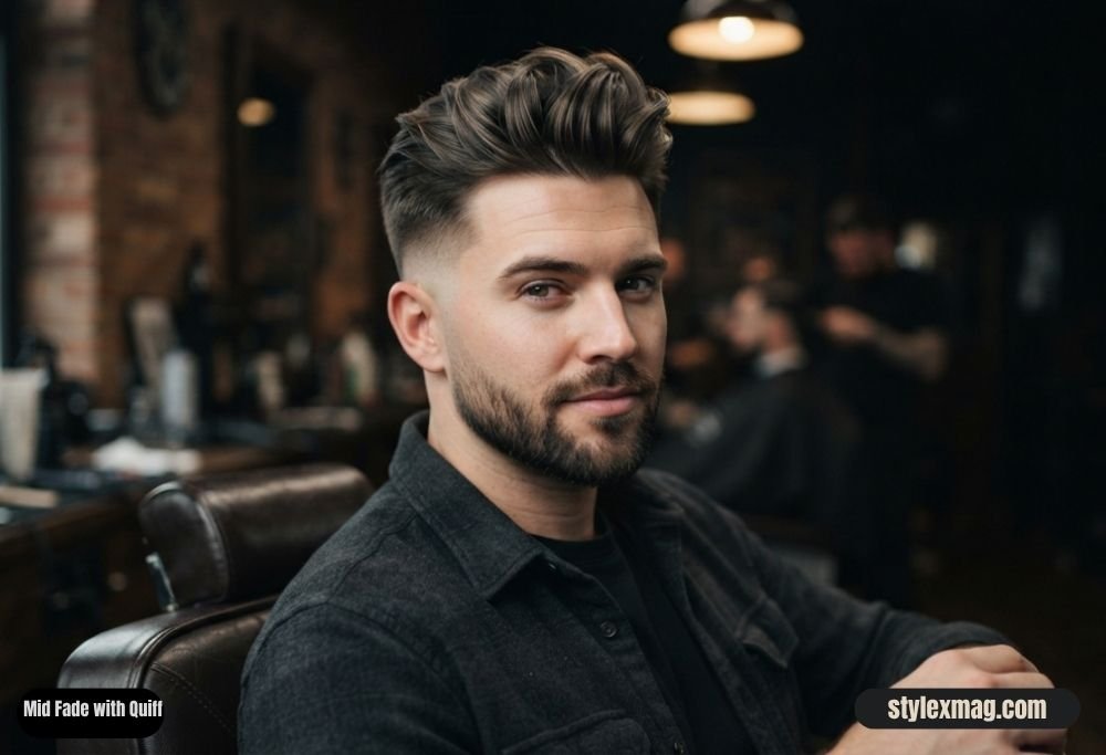 28 Best Round Face Shape Haircuts For Men to Look Sharp in 2026 3 Mid Fade with Quiff