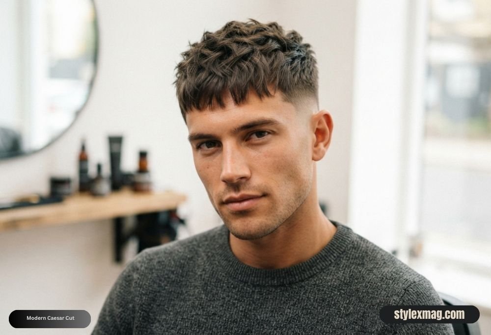 Triangle Face Shape Hairstyles For Men: 30 Best Styles for 2026 16 Modern Caesar Cut