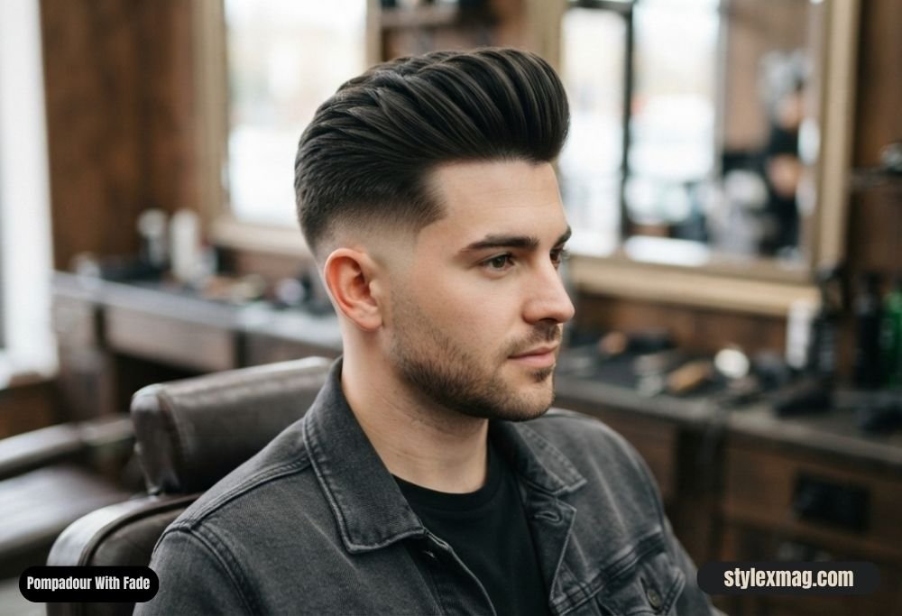 Haircuts for Receding Hairline Men 35 Styles for a Fuller Look 31 Pompadour With Fade