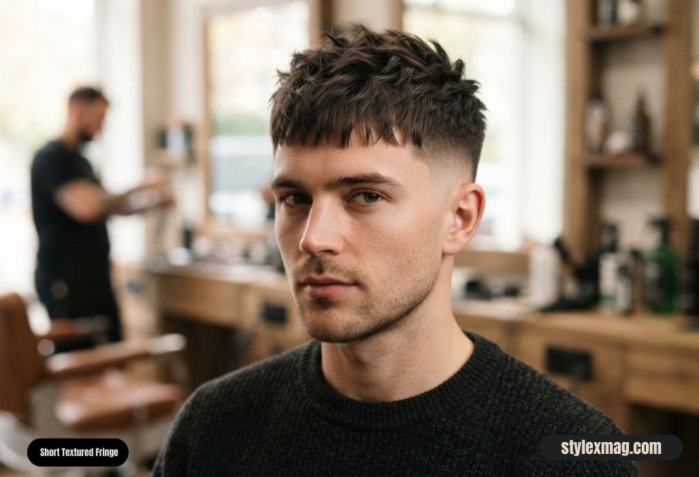 Haircuts for Receding Hairline Men 35 Styles for a Fuller Look 22 Short Textured Fringe