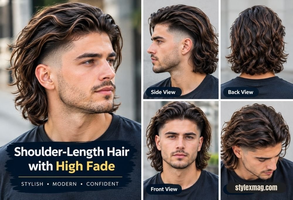 28 Best Round Face Shape Haircuts For Men to Look Sharp in 2026 25 Shoulder-Length Hair with High Fade