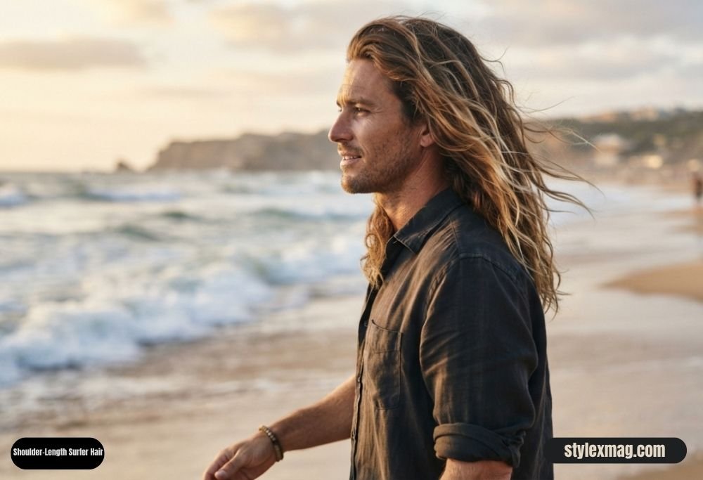 30 Best Square Face Shape Haircuts for Men: Stylish 2026 Looks 21 Shoulder-Length Surfer Hair