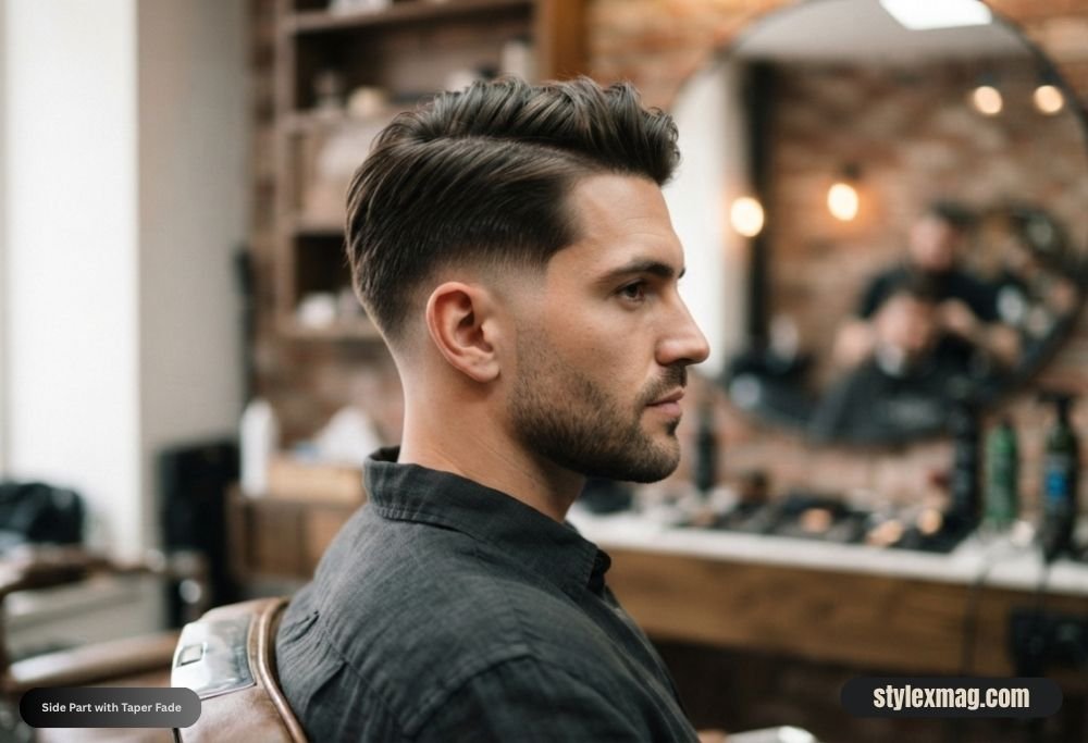 Triangle Face Shape Hairstyles For Men: 30 Best Styles for 2026 6 Side Part with Taper Fade