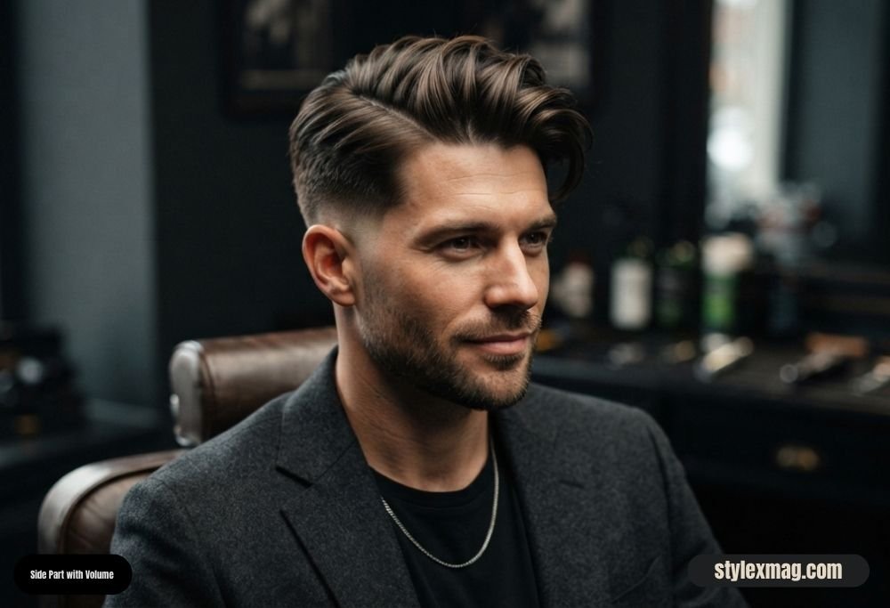28 Best Round Face Shape Haircuts For Men to Look Sharp in 2026 12 Side Part with Volume