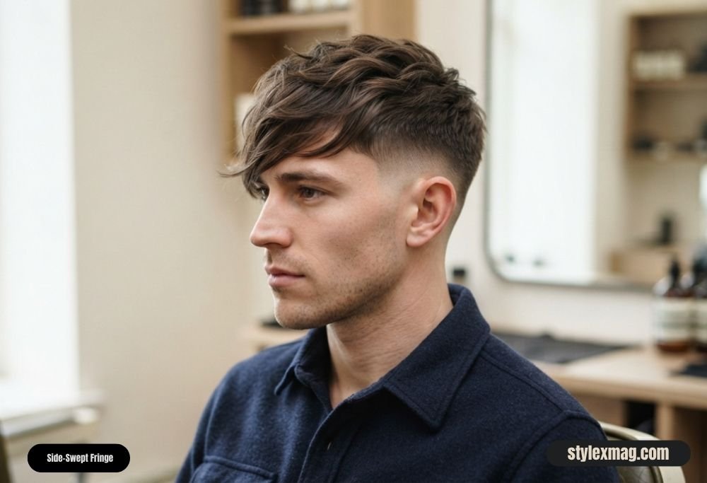 Haircuts for Receding Hairline Men 35 Styles for a Fuller Look 23 Side-Swept Fringe