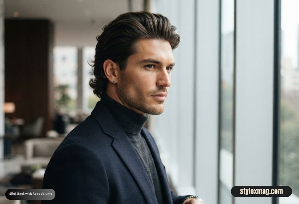Triangle Face Shape Hairstyles For Men: 30 Best Styles for 2026 20 Slick Back with Root Volume
