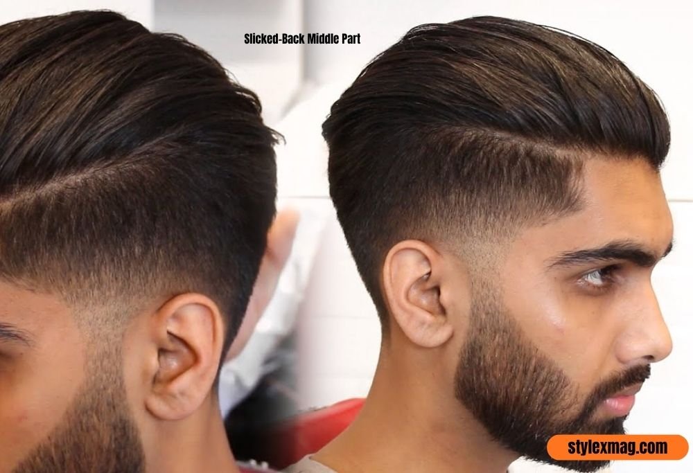 Slicked-Back Middle Part
