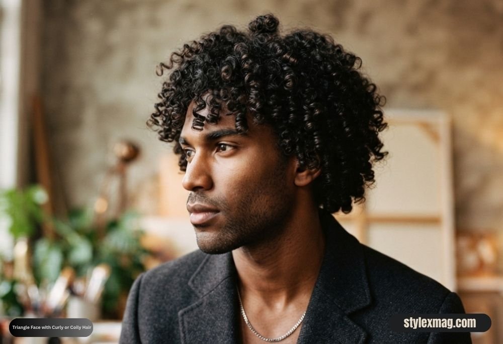 Triangle Face Shape Hairstyles For Men: 30 Best Styles for 2026 26 Triangle Face with Curly or Coily Hair