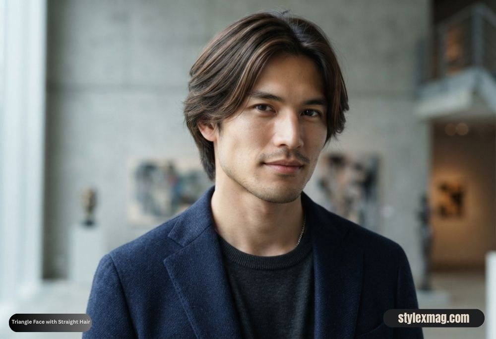 Triangle Face Shape Hairstyles For Men: 30 Best Styles for 2026 24 Triangle Face with Straight Hair