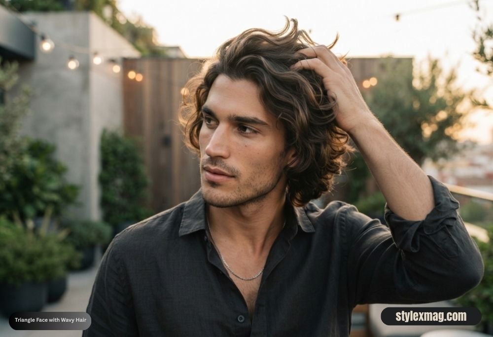 Triangle Face Shape Hairstyles For Men: 30 Best Styles for 2026 25 Triangle Face with Wavy Hair