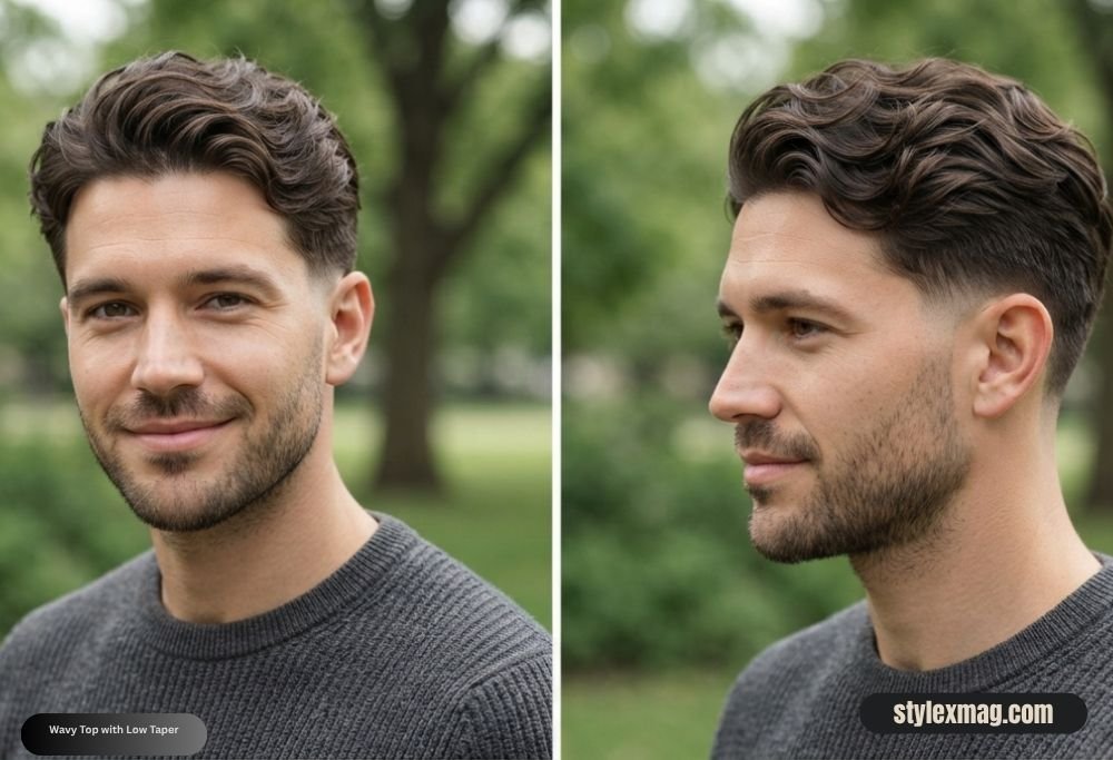 Diamond Face Shape Hairstyles for Men 22 Best Styles for 2026 15 Wavy Top with Low Taper
