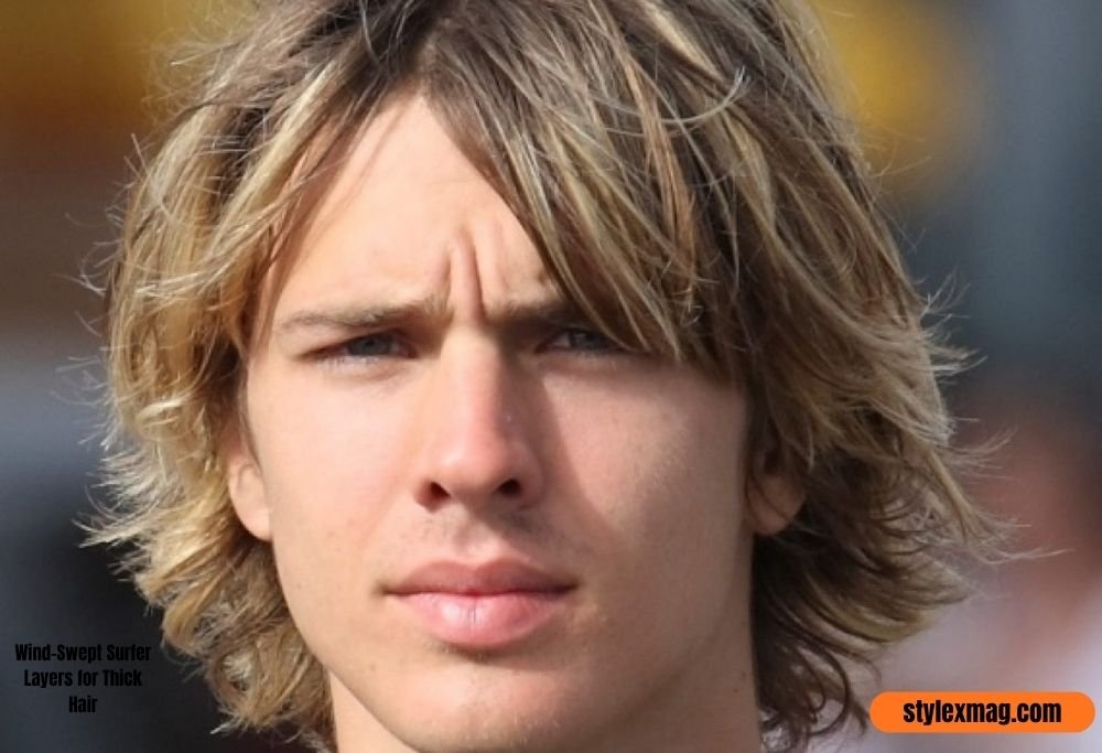 30 Best Surfer Haircut Men Styles for a Cool Beach Look in 2026 26 Wind-Swept Surfer Layers for Thick Hair