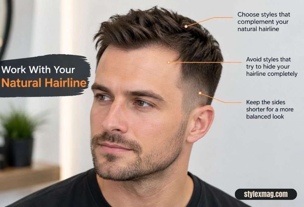 Haircuts for Receding Hairline Men 35 Styles for a Fuller Look 2 Work With Your Natural Hairline