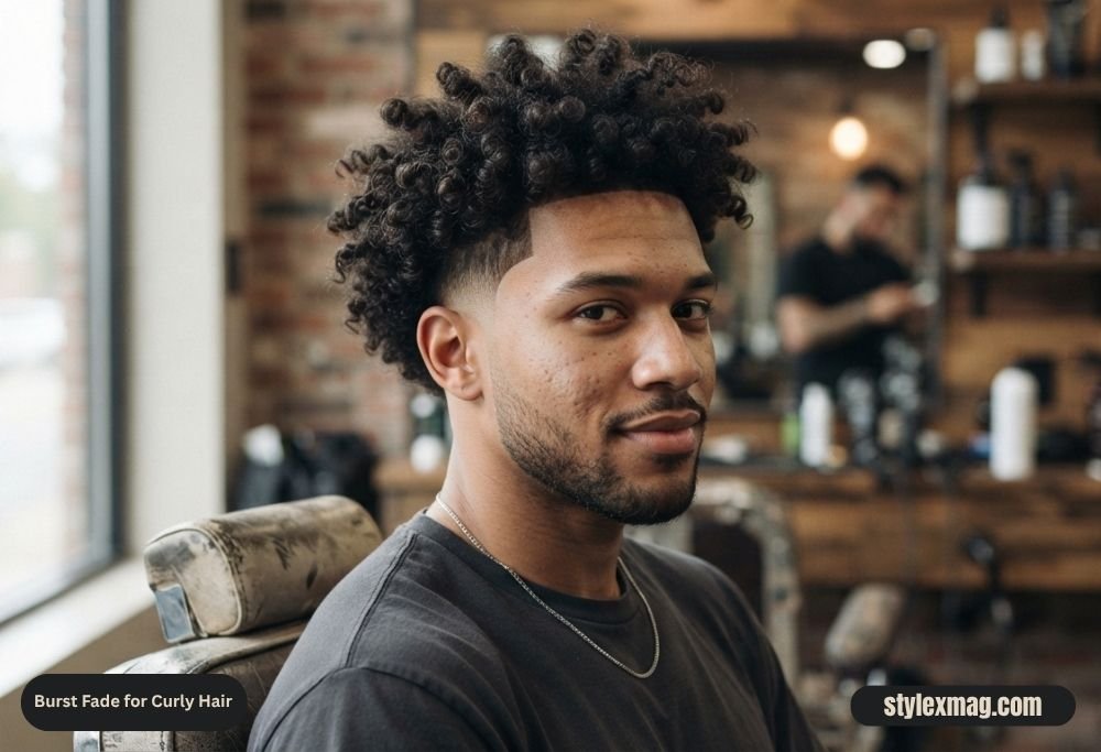 Burst Fade for Curly Hair