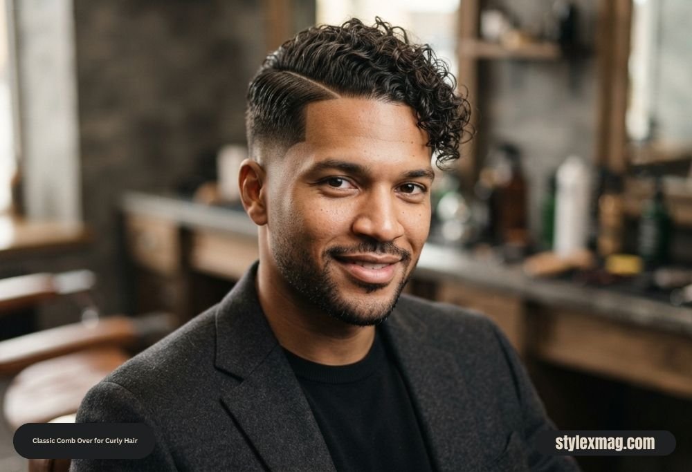 Classic Comb Over Haircut: 35 Timeless Styles for Men in 2026 32 Classic Comb Over for Curly Hair