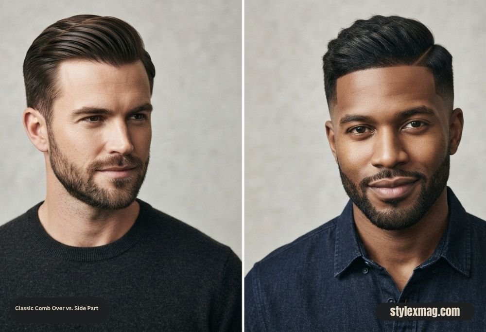 Classic Comb Over Haircut: 35 Timeless Styles for Men in 2026 2 Classic Comb Over vs. Side Part