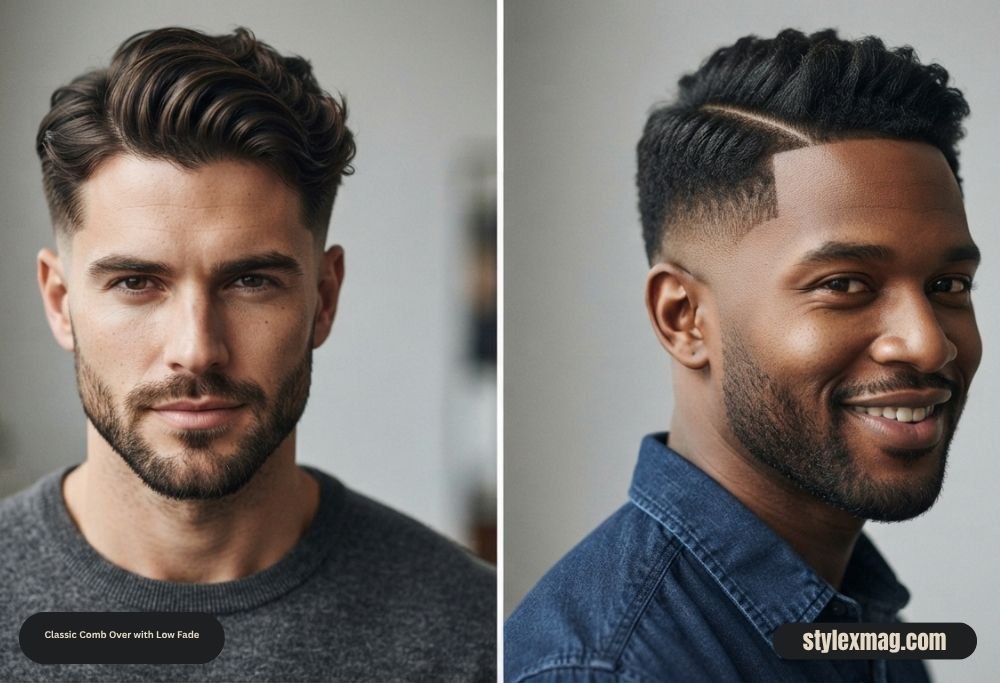 Classic Comb Over Haircut: 35 Timeless Styles for Men in 2026 14 Classic Comb Over with Low Fade