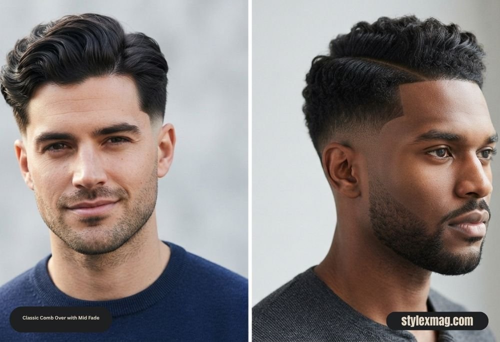 Classic Comb Over Haircut: 35 Timeless Styles for Men in 2026 15 Classic Comb Over with Mid Fade