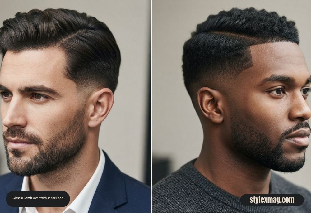 Classic Comb Over Haircut: 35 Timeless Styles for Men in 2026 18 Classic Comb Over with Taper Fade