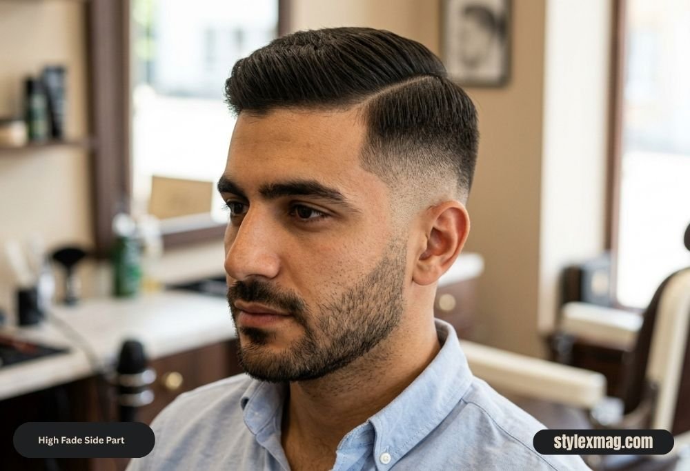 39 Best High Fade Haircut Styles for Men in 2026 22 High Fade Side Part