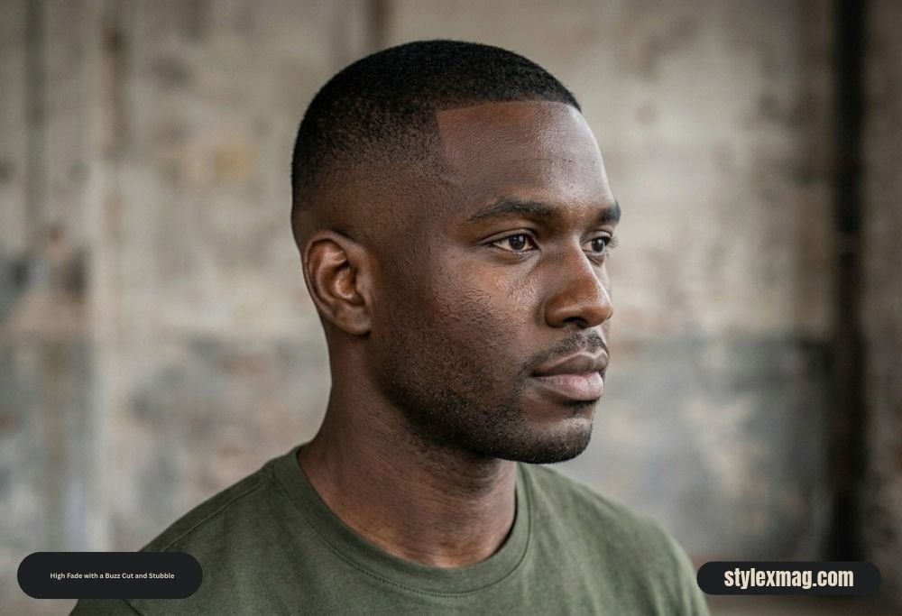 65 Best Fade Haircut with Beard Combos for Men in 2026 14 High Fade with a Buzz Cut and Stubble