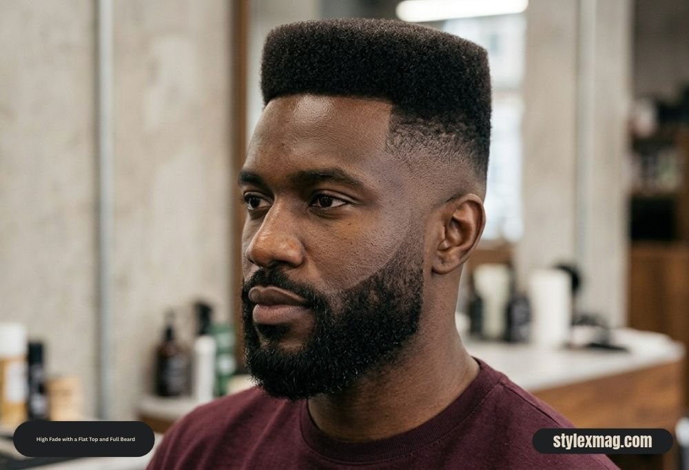 65 Best Fade Haircut with Beard Combos for Men in 2026 18 High Fade with a Flat Top and Full Beard