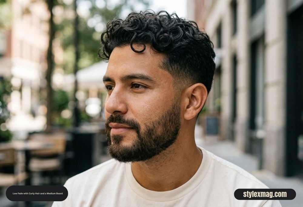 65 Best Fade Haircut with Beard Combos for Men in 2026 4 Low Fade with Curly Hair and a Medium Beard