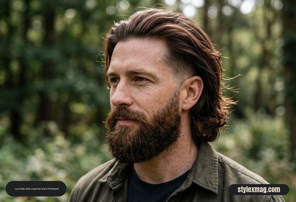 65 Best Fade Haircut with Beard Combos for Men in 2026 7 Low Fade with Long Hair and a Full Beard