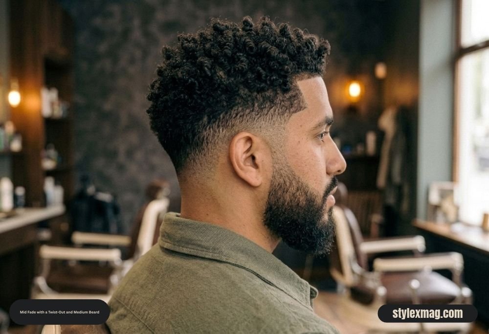 65 Best Fade Haircut with Beard Combos for Men in 2026 36 Mid Fade with a Twist-Out and Medium Beard